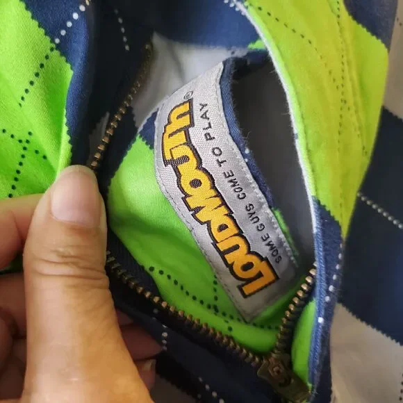 Loudmouth Golf Pants Mens 33x29 Argyle Diamond Pattern Green Blue Gray Colorful